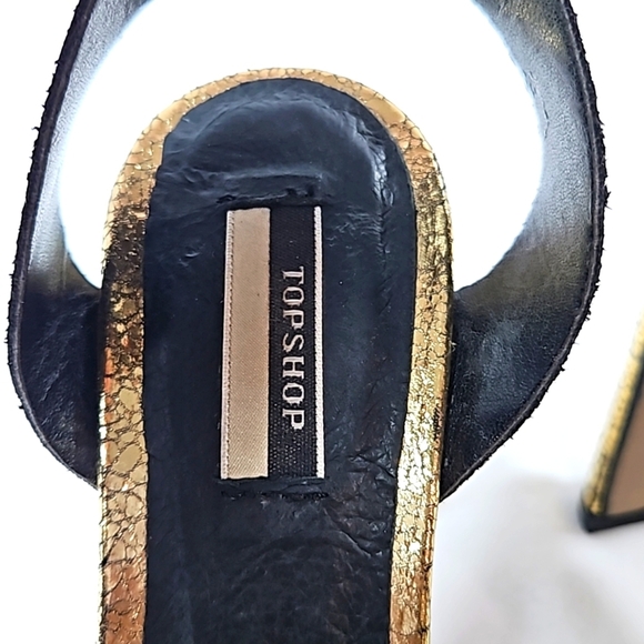 Topshop Gold Strappy Womens Sandals Heels Size 37 - Picture 4 of 7